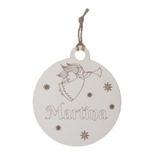 Adorno navideño Bola madera personalizada nombre Angel