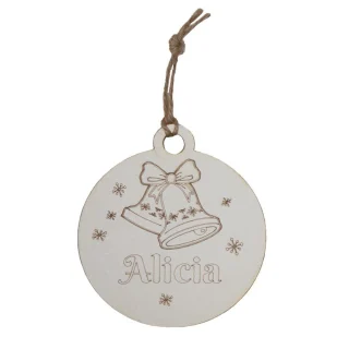 Adorno navideño Bola madera personalizada nombre Campanas
