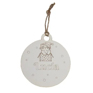 Adorno navideño Bola madera personalizada nombre Gatito