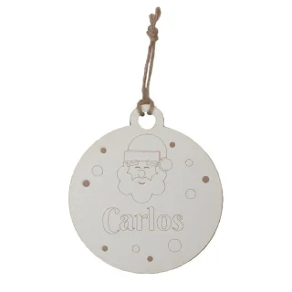 Adorno navideño Bola madera personalizada nombre papa Noel