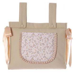 Bolso Carro Bebe Pique Camel y Flores Bebiti Nanetes