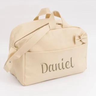 Bolso de Maternidad Personalizado Polipiel Lazo Beige