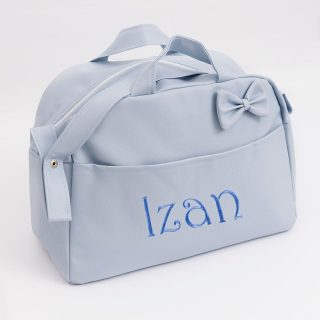 Bolso de Maternidad Personalizado Polipiel Lazo Celeste
