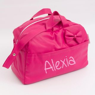 Bolso de Maternidad Personalizado Polipiel Lazo Fuxia