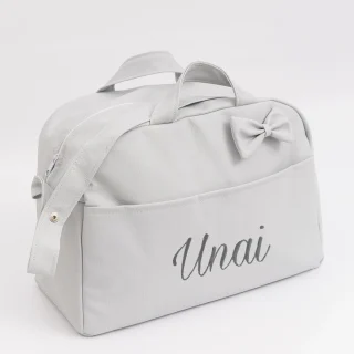 Bolso de Maternidad Personalizado Polipiel Lazo Gris