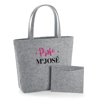 Bolso Shopper personalizado profe fieltro gris