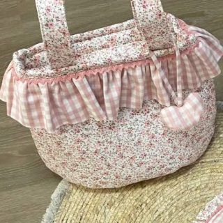 Bolso Bebe Bombonera Vichy Flores maquillaje Nanetes