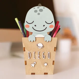 Bote de lápices personalizado Dino