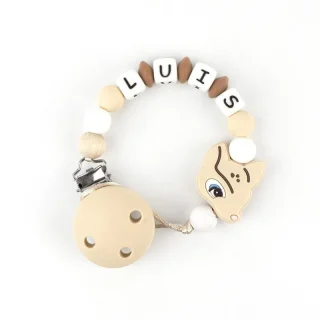 Chupetero Silicona Personalizado Ciervo Beige