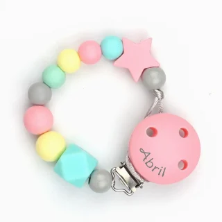 Chupetero Silicona Personalizado en el Clip Mi Pipo Dora Salmon