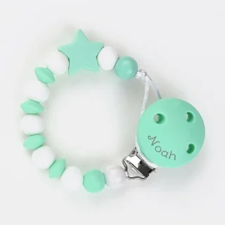 Chupetero Silicona Personalizado en el Clip Mi Pipo Estrella Menta