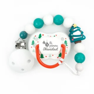 Chupete y chupetero Silicona Primera Navidad