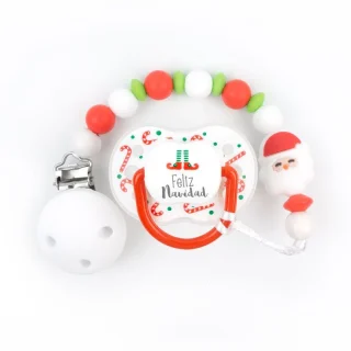 Chupete y chupetero Silicona Feliz Navidad