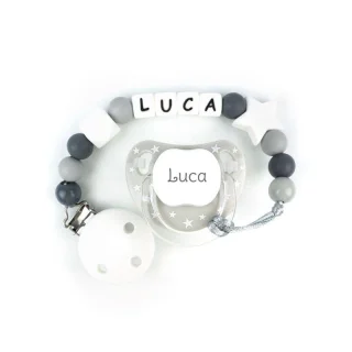 Chupete y chupetero Silicona baby gris Mi Pipo