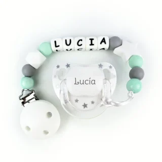 Chupete y chupetero Silicona baby menta Mi Pipo