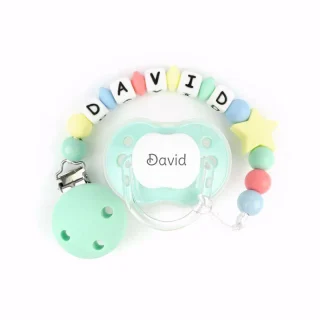 Chupete y chupetero Silicona estrella multicolor Mi Pipo