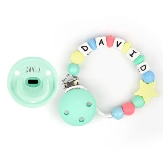 Chupete y Chupetero Personalizados Estrella Multicolor