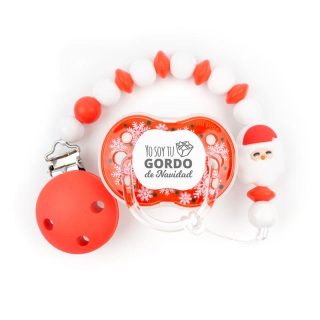 Chupete y chupetero Silicona Gordo Navidad