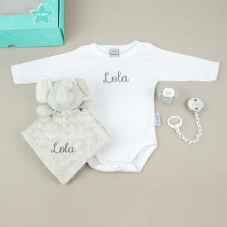 Caja Regalo Bebé Personalizada Medium Gris