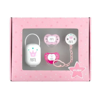 Caja Regalo Bebé Imprescindibles corona rosa Mi Pipo