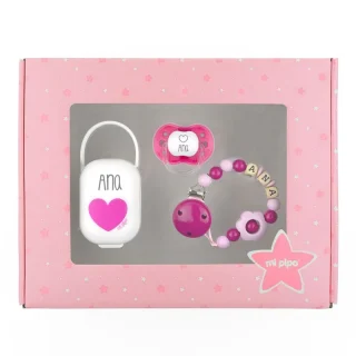 Caja Regalo Bebé Personalizada Flor fuxia