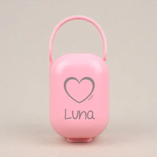 Caja Portachupetes Corazón Rosa/Plata Mi Pipo