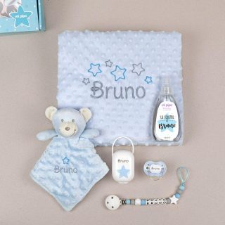 Caja regalo bebé premium oso celeste Mi Pipo