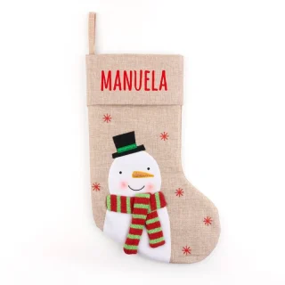 Calcetín Navidad Personalizado Muñeco Nieve
