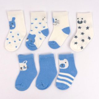 Pack 7 Calcetines Bebé Recién Nacido Algodón Cielo