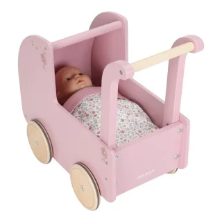Carrito muñecas Madera Rosa Little Duch