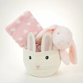 Cesta+Manta+Conejita rosa Personalizado Nanetes