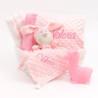 Cesta Regalo Bebe Luz Quitamiedos Rosa