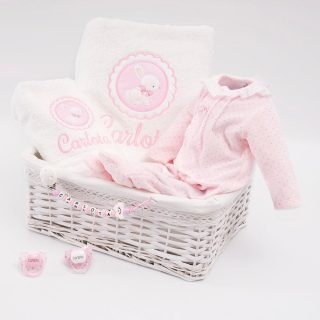 Cesta Regalo Invierno Recien Nacida Bebé Pijama Conejito Galleta Nanetes