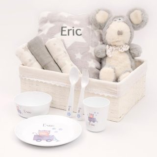 Cesta Regalo Alimentación Bebé Personalizada Vajilla Nanetes