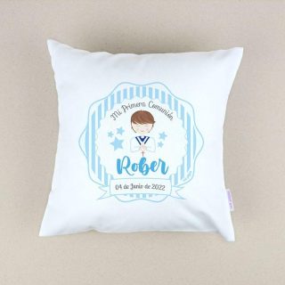 Cojín Detalle Primera comunión azul