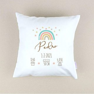 Cojín Personalizado Bebé Nacimiento Arco Iris Mi Pipo