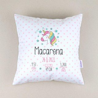 Cojín Personalizado Bebe Unicornio Nacimiento Mi Pipo