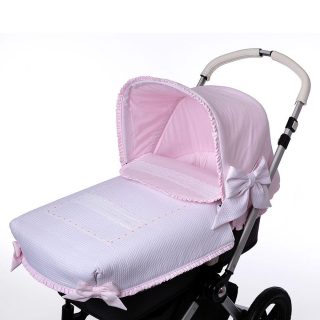 Colcha Capazo Carro Bebé 138 Blanco Rosa Bebiti By Nanetes