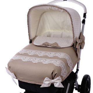 Colcha Capazo A Medida Carro Bebé Camel Puntillas Bebiti By Nanetes