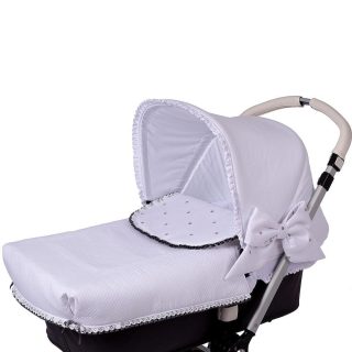 Colcha Carro bebé Pique Blanco Topos Gris Bebiti Nanetes