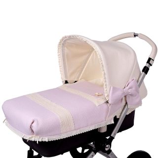 Colcha Capazo Bebé Piqué 187 Rosa Puntillas Bebiti Nanetes