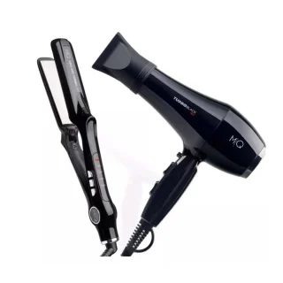 Combo Secador Profesional MQ Turbo Black 2400W + Plancha Profesional MQ Pro 480 TurboLED