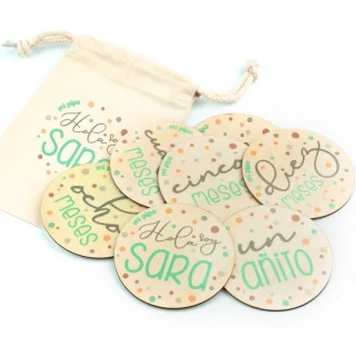 Placas cumplemeses personalizado topos menta