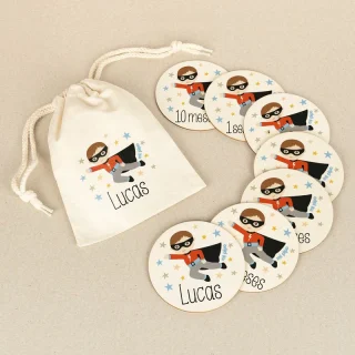 Placas cumplemeses personalizado Súper Héroe