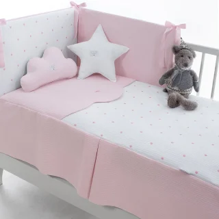 Edredon y Protector cuna Bopi Rosa Uzturre