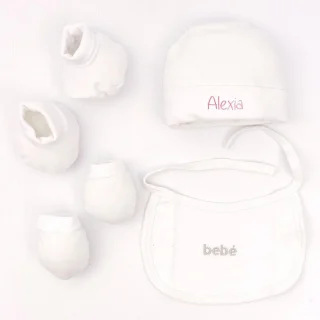 Gorro Personalizado con Manoplas y Peucos Primera Puesta Paritorio Bebé Nanetes