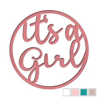 Letras de madera It's a Girl Redonda Rosa