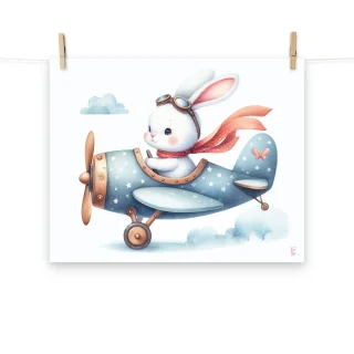 Lamina decorativa Conejito Aeroplano