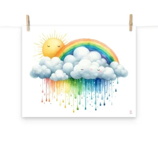 Lamina decorativa Nubes con Sol de colores