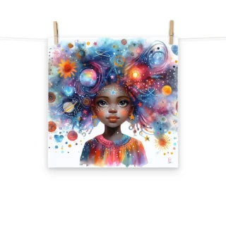 Lamina enmarcar infantil Niña universo